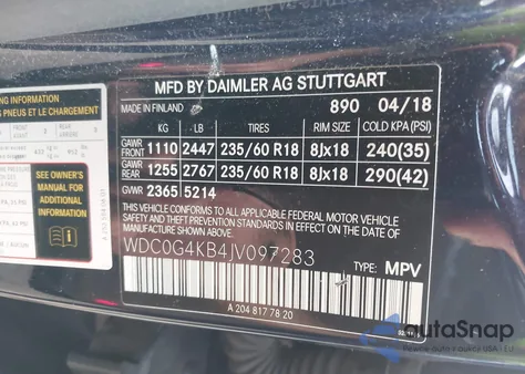 2018 Mercedes-Benz Glc 300 4Matic from USA, damaged, VIN WDC0G4KB4JV097283